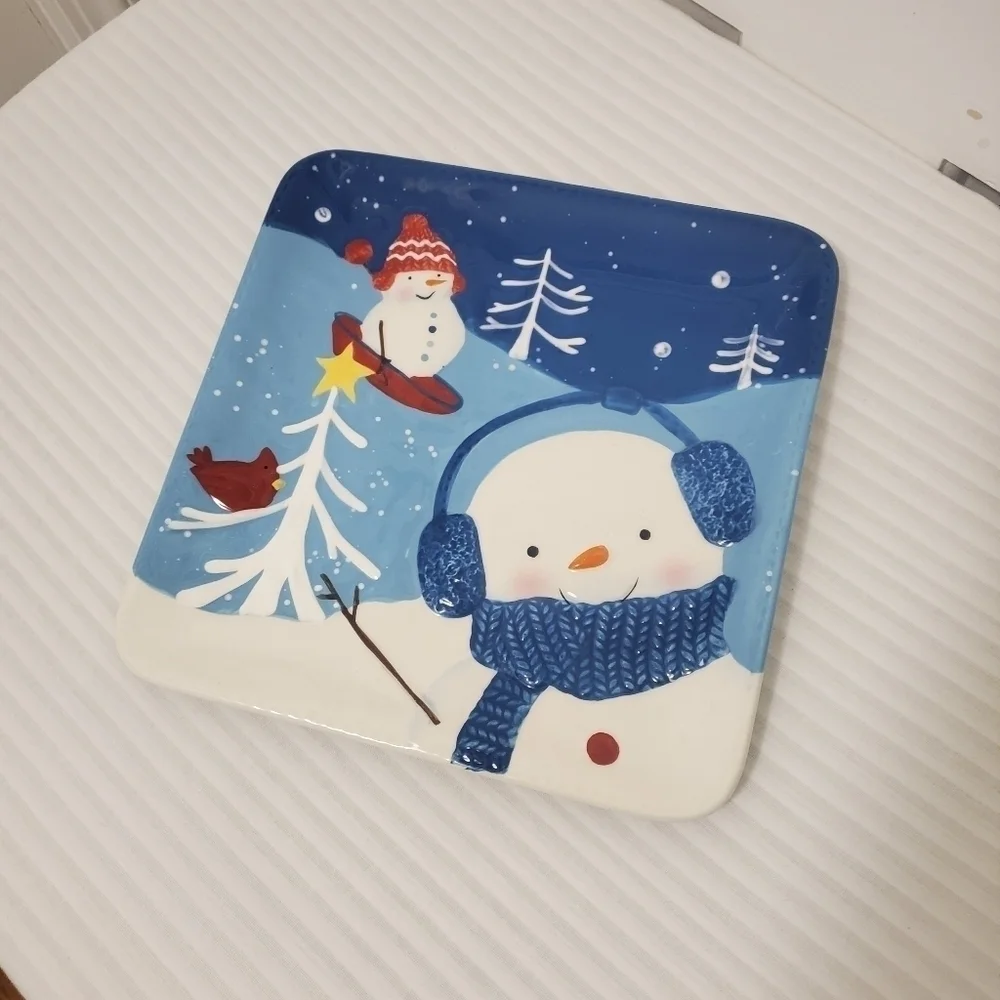 St. Nicholas Square Serving Plate, Holiday, Festive 9 x 9